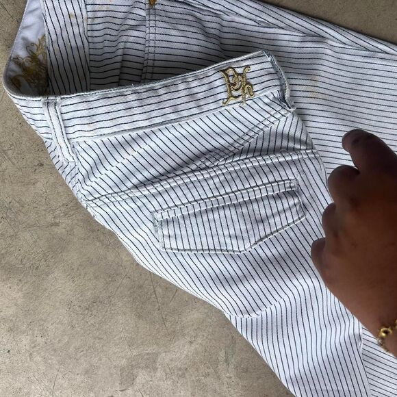 Paris Hilton Striped Flare Jean pants Womens size 28 y2k Beverley hills - Picture 4 of 4